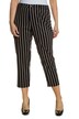 Pinstripe Button Zipper Stretch Crop Pants