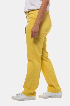 Duże rozmiary Spodnie ze streczu, damska, żółte, rozmiar: 54, bawełna/elastan, Ulla Popken
