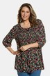 Touch of Red Floral Viscose Crepe Smocked Blouse