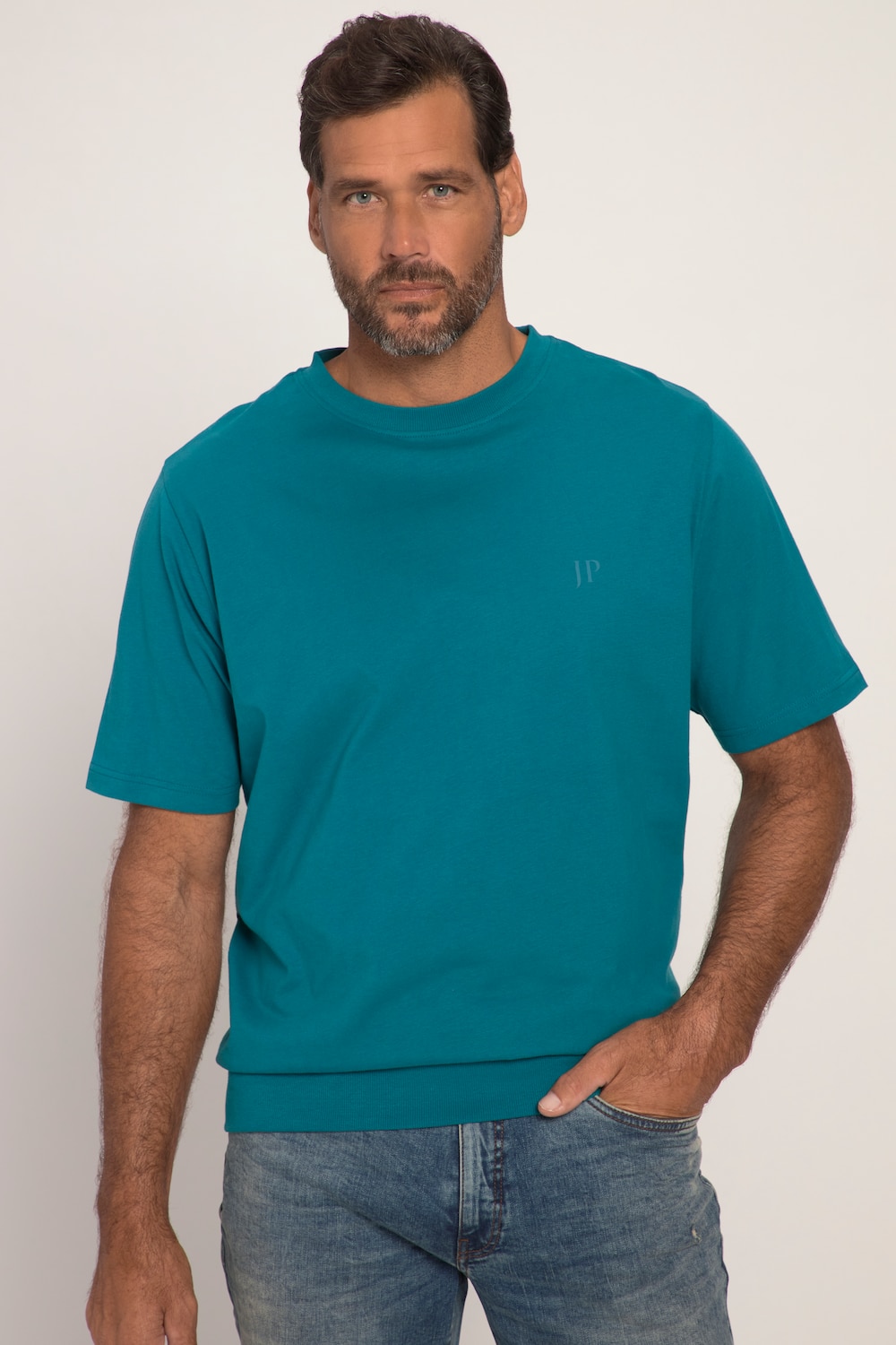 Grote Maten T-shirt, Heren, turquoise, Maat: 3XL, Katoen, JP1880