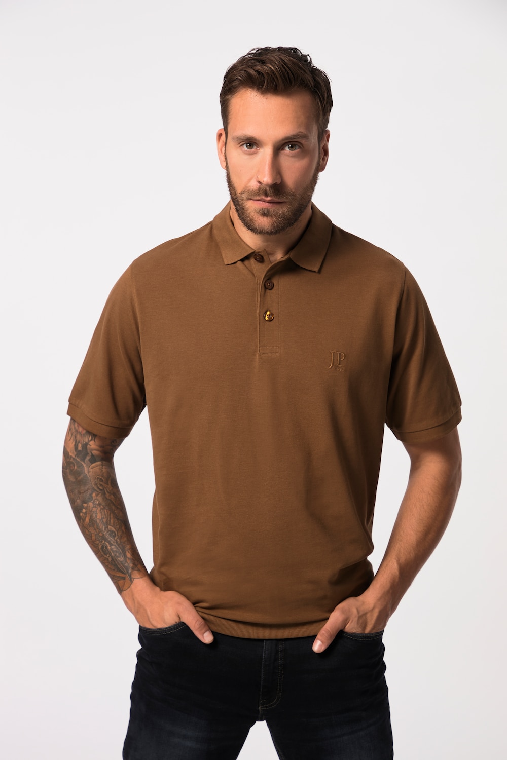 Große Größen Poloshirt, Herren, braun, Größe: XXL, Baumwolle, JP1880