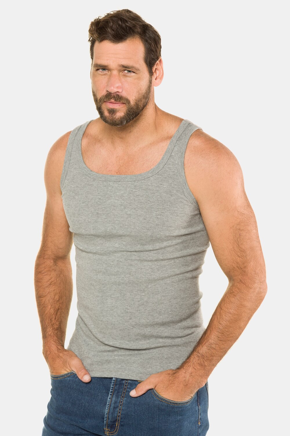 Grote Maten onderhemd, Heren, grijs, Maat: 6, Katoen, JP1880