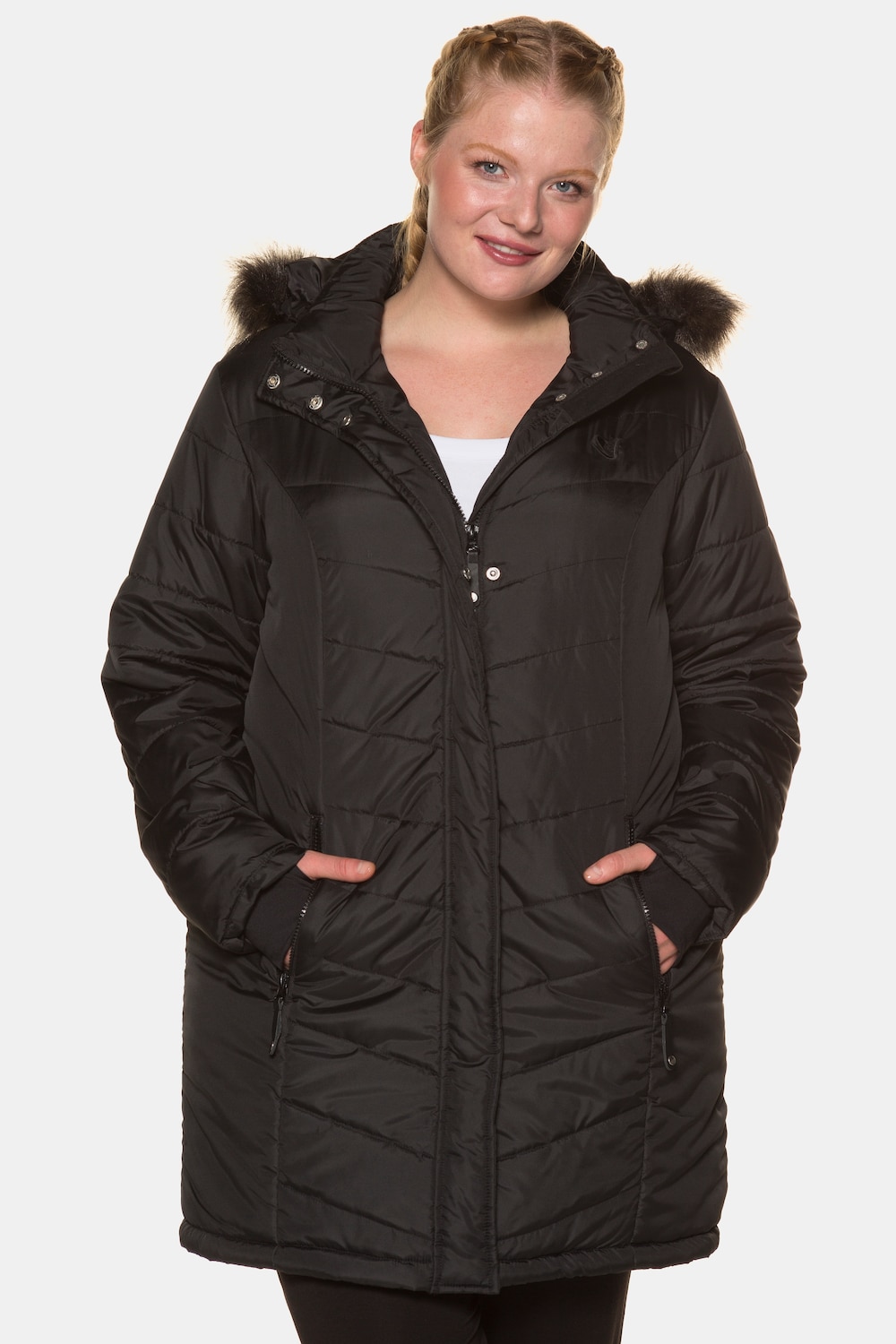 Große Größen Funktions-Longjacke, Damen, schwarz, Größe: 42/44, Polyester, Ulla Popken