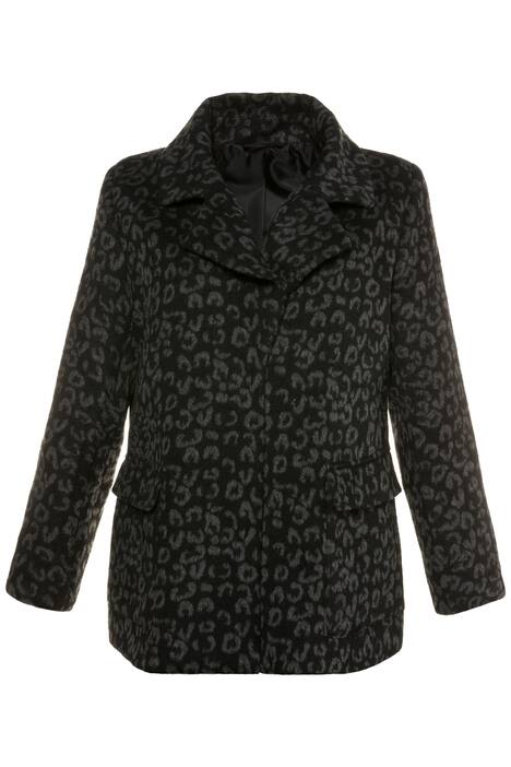 Animal Print Notch Collar Snap Front Jacket