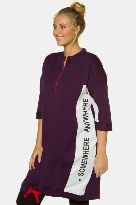 Colorblock Zip Placket Sweatshirt Dress 