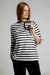 T-shirt, wykrojona stójka, rękawy 3/4, paski