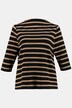 T-shirt, wykrojona stójka, rękawy 3/4, paski