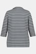 Camiseta, rayas, cuello alto, punto de Roma, mangas 3/4