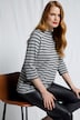 Camiseta, rayas, cuello alto, punto de Roma, mangas 3/4