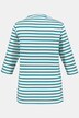 Stripe High Neck Three Quarter Sleeve Stretch Knit Top