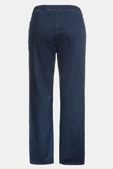 Stretch Comfort Elastic Waist Straight Leg Denim Jeans