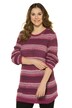 Tonal Blend Round Neck Long Sleeve Stripe Sweater