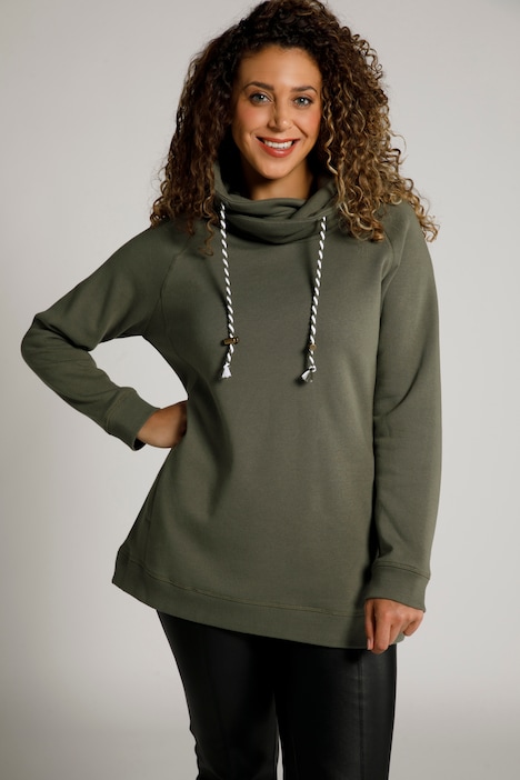 Drawstring Collar Long Sleeve Sweatshirt