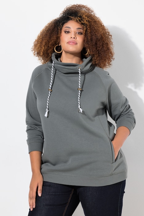 Drawstring Collar Long Sleeve Sweatshirt