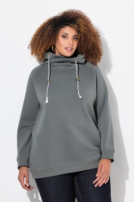 Drawstring Collar Long Sleeve Sweatshirt