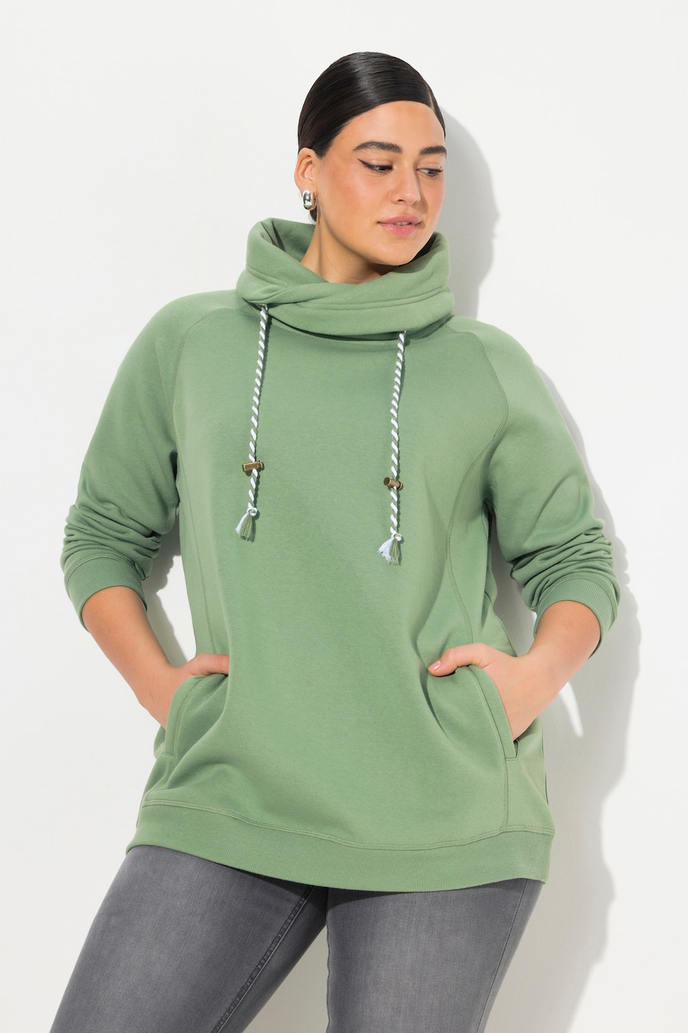 Große Größen Sweatshirt, Damen, grün, Größe: 66/68, Baumwolle/Polyester, Ulla Popken