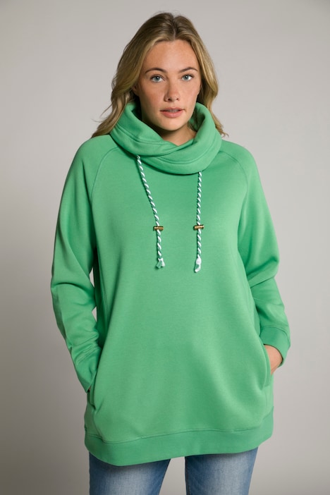 Drawstring Collar Long Sleeve Sweatshirt