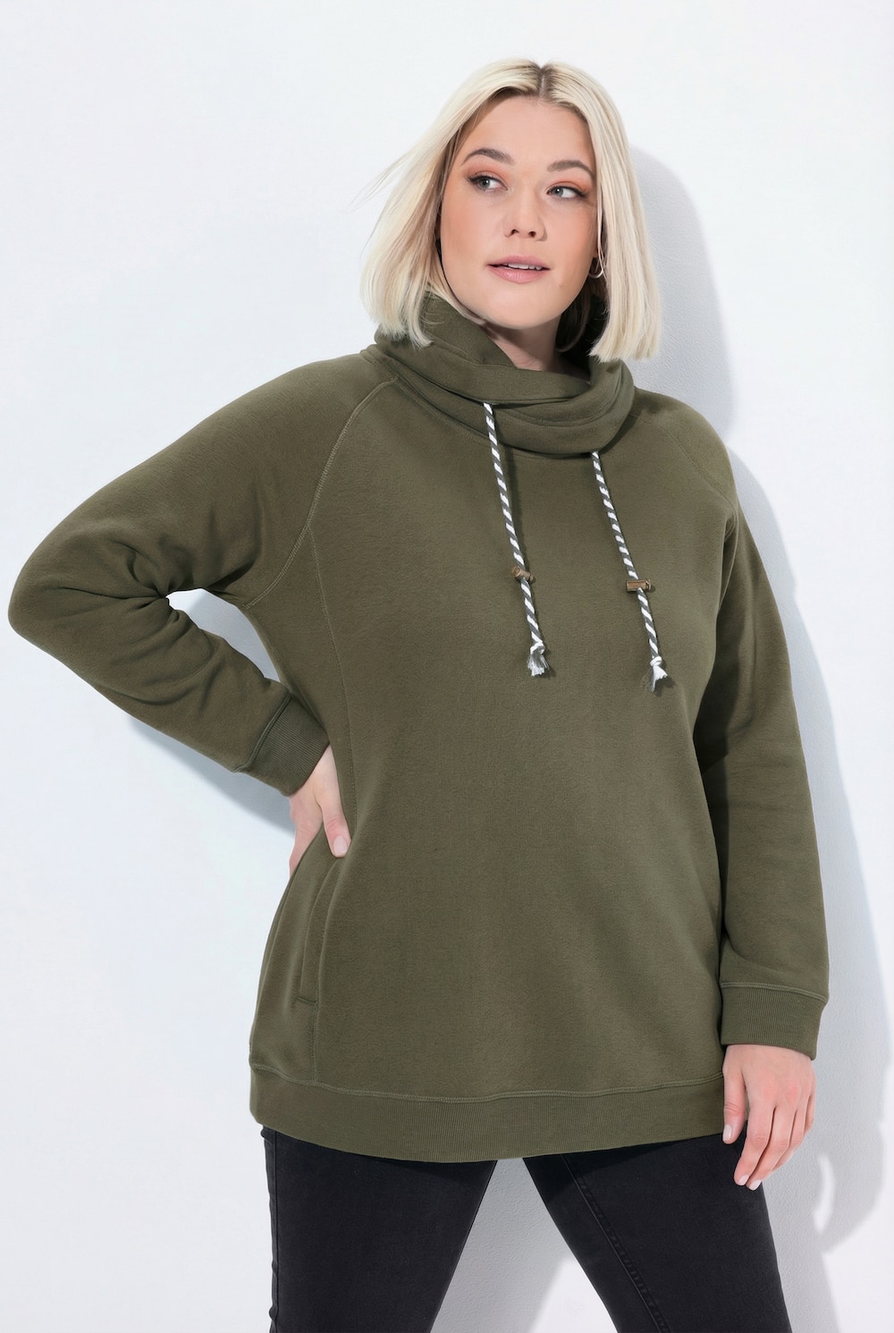 Sweatshirt, weiter Stehkragen, Taschen, Raglan-Langarm