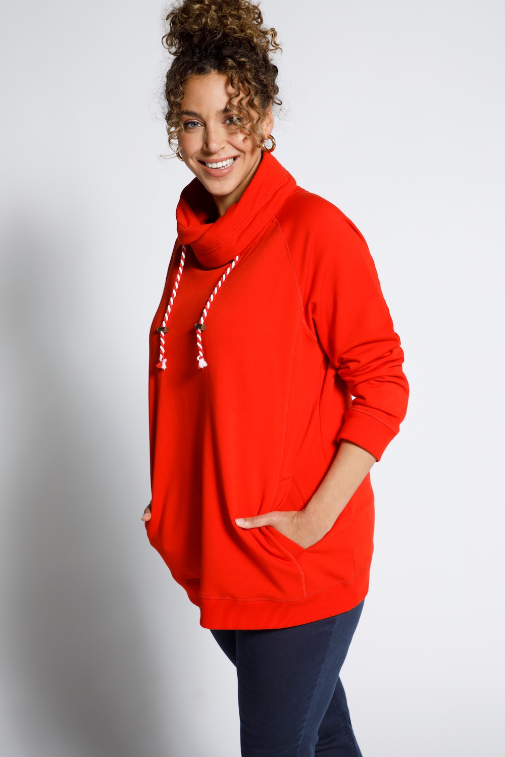 Grote Maten sweatshirt, Dames, rood, Maat: 50/52, Katoen/Polyester, Ulla Popken Grote Maten sweatshirt, Dames, rood, Maat: 50/52, Katoen/Polyester, Ulla Popken