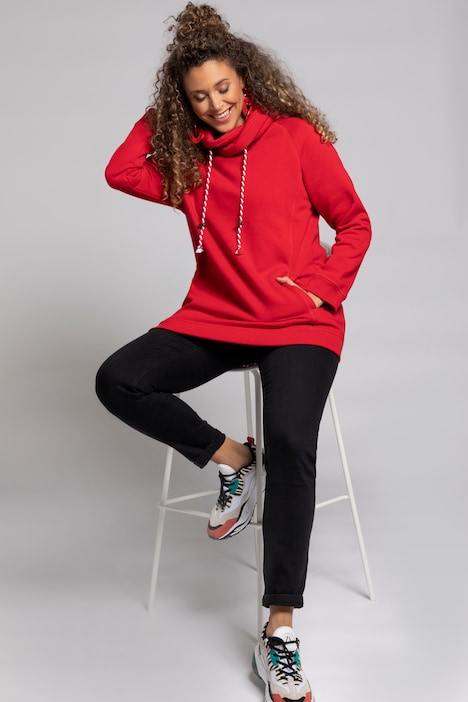 Sweatshirt, wijde opstaande kraag, zakken, lange raglanmouw