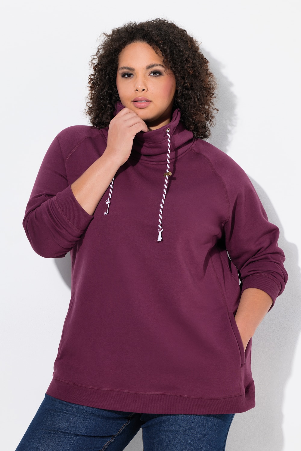 Sweatshirt, weiter Stehkragen, Taschen, Raglan-Langarm
