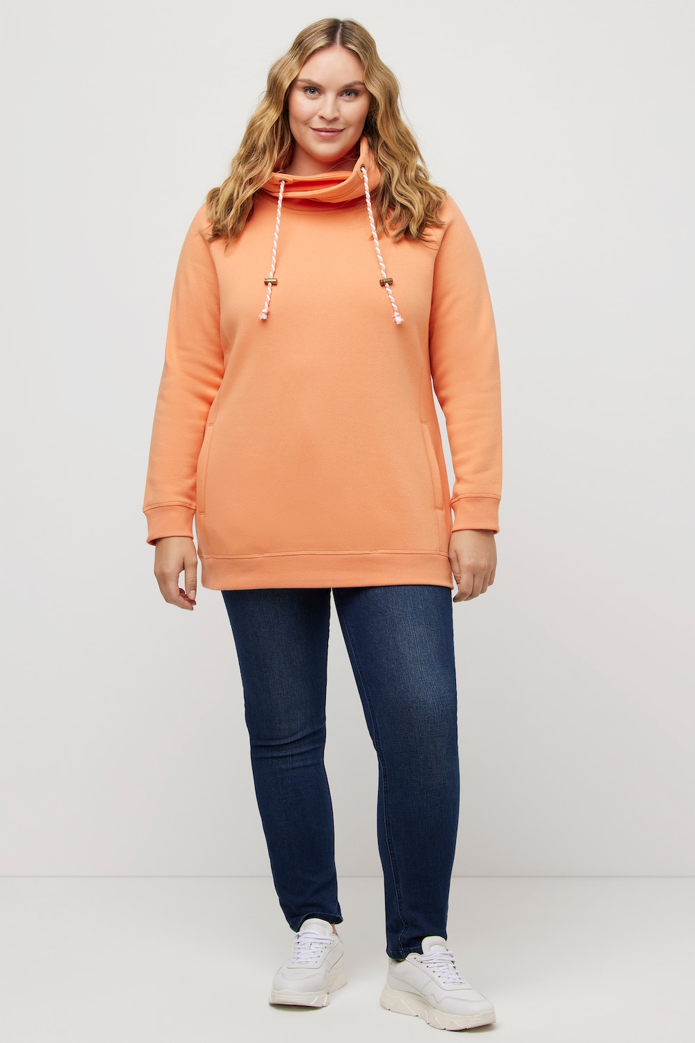 Grote Maten sweatshirt, Dames, oranje, Maat: 66/68, Katoen/Polyester, Ulla Popken