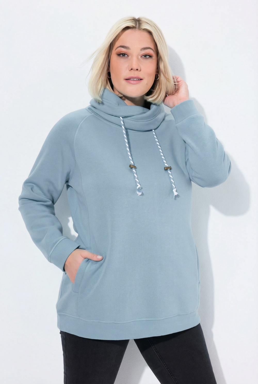 Sweatshirt, weiter Stehkragen, Taschen, Raglan-Langarm