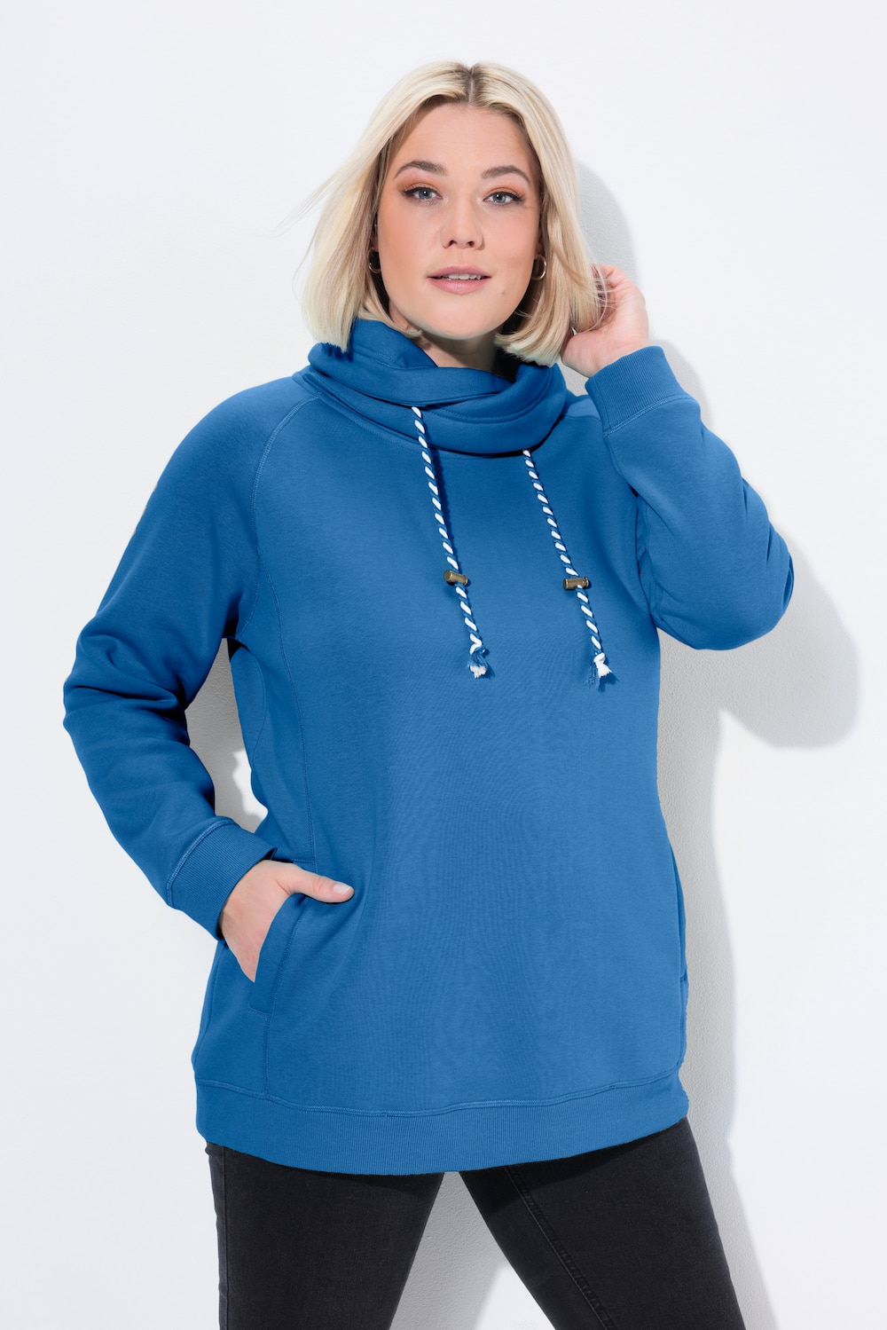 Sweatshirt, wijde opstaande kraag, zakken, lange raglanmouw