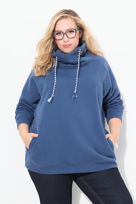 Drawstring Collar Long Sleeve Sweatshirt