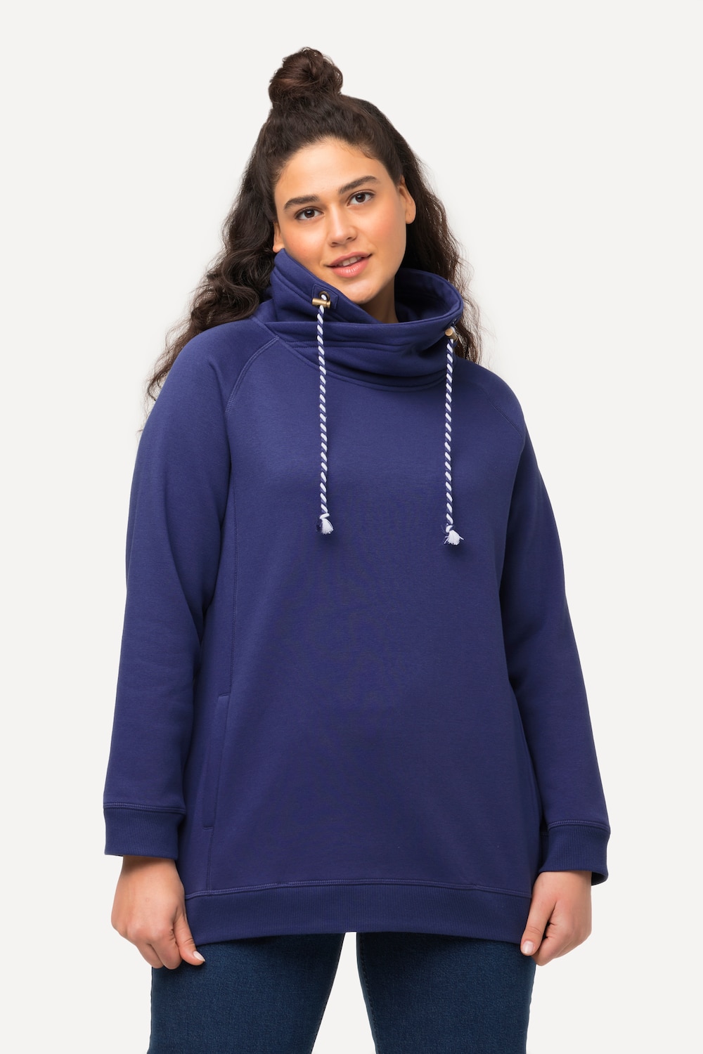 Grote Maten sweatshirt, Dames, blauw, Maat: 54/56, Katoen/Polyester, Ulla Popken