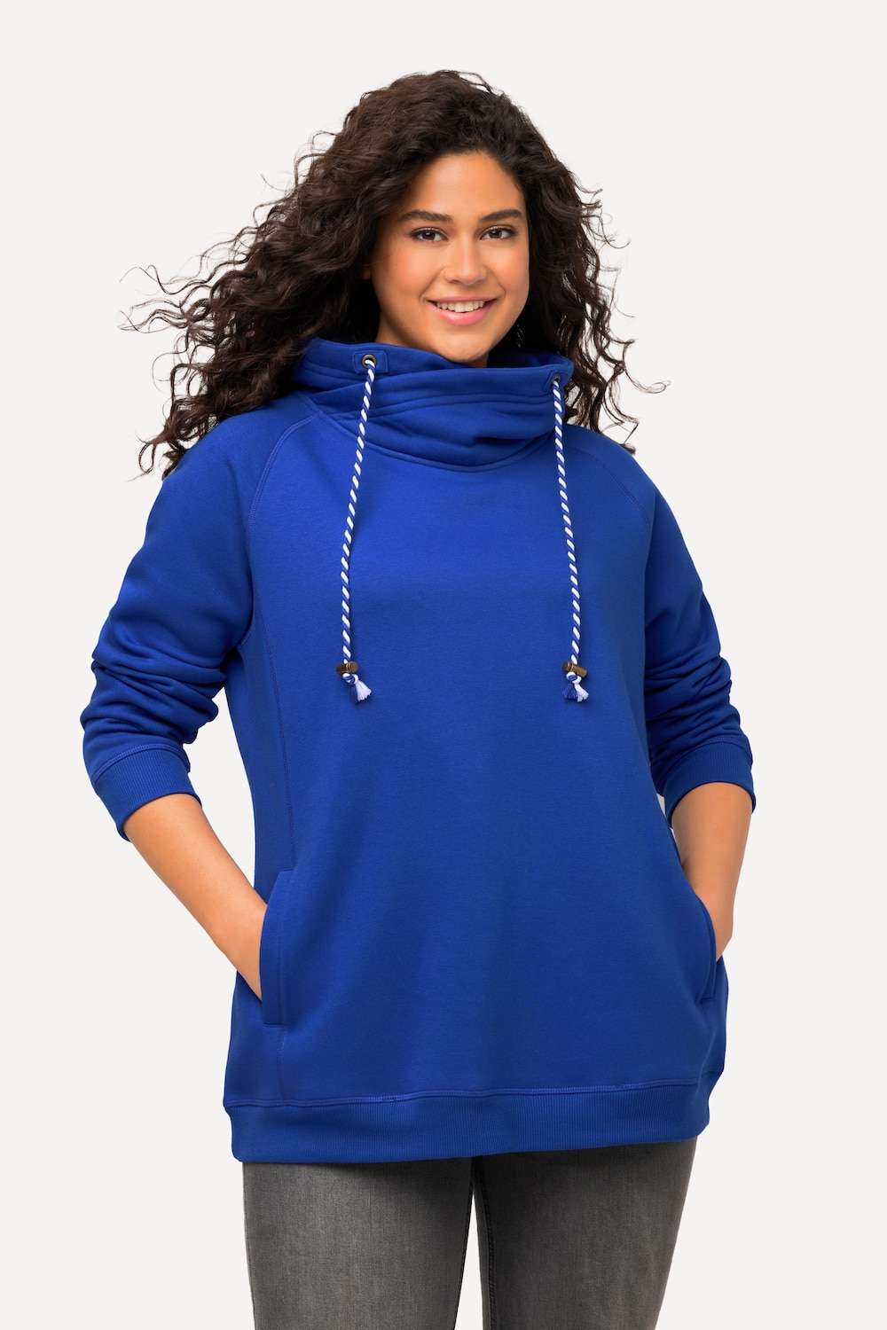 Grote Maten sweatshirt, Dames, blauw, Maat: 46/48, Katoen/Polyester, Ulla Popken