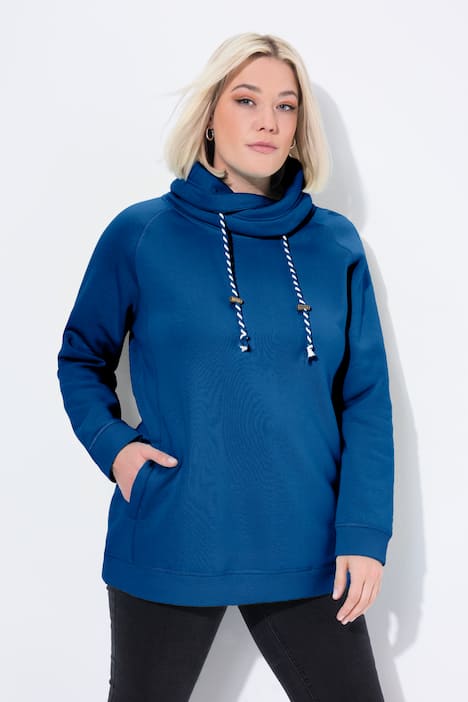 Sweatshirt, wijde opstaande kraag, zakken, lange raglanmouw