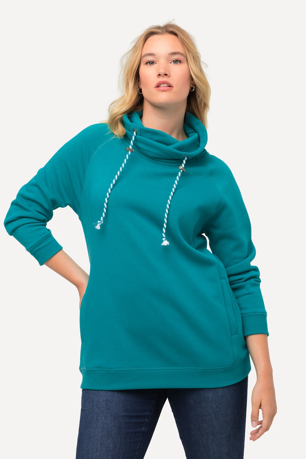 Grote Maten sweatshirt, Dames, groen, Maat: 50/52, Katoen/Polyester, Ulla Popken