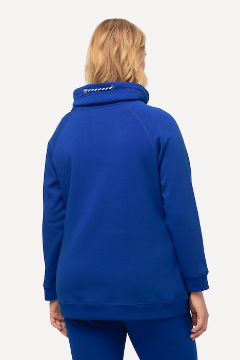 Ulla Popken Felpa Donna Con Stampa Glow In Perle Di Caviale – Colletto Alto E Morbida Tuta Casual – Taglio Classico Con Spacchi Laterali