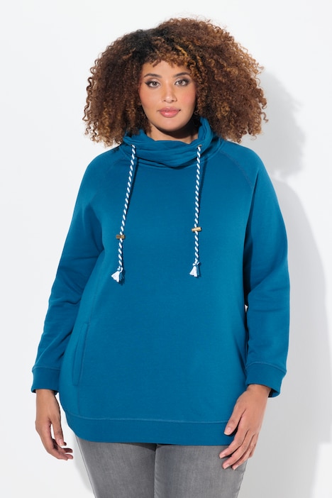 Drawstring Collar Long Sleeve Sweatshirt