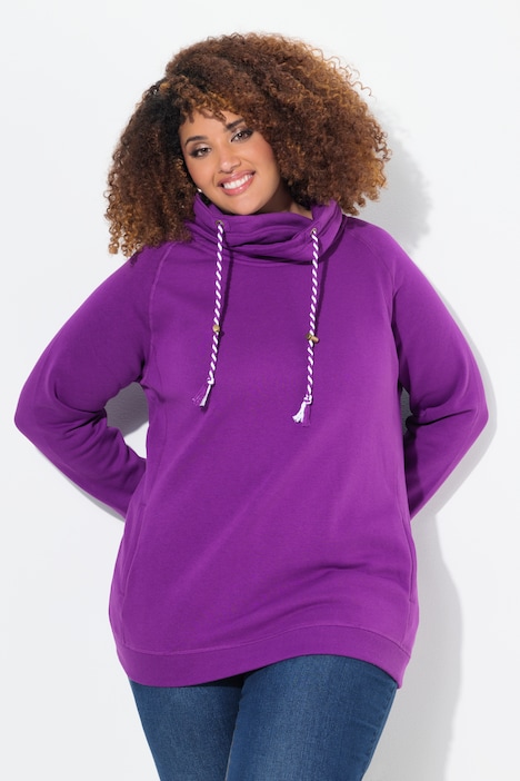 Drawstring Collar Long Sleeve Sweatshirt