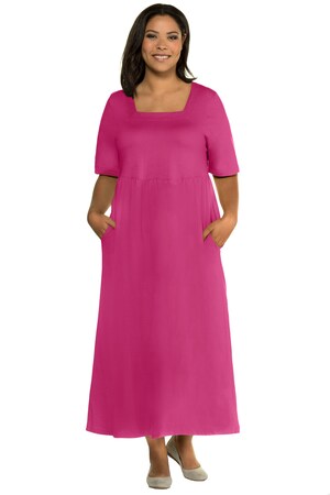 Ulla Popken Kleid, Empire-Silhouette, Carree-Ausschnitt, Halbarm - Große Größen