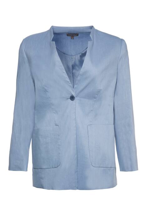 Notch Collar Linen Blend Stretch Blazer