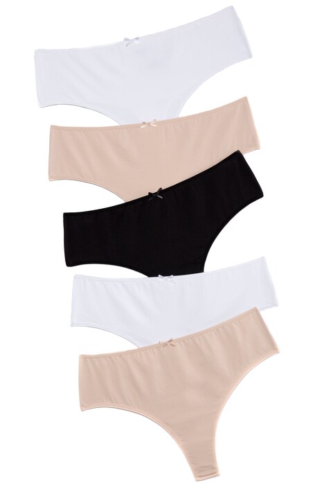 5 Pack Comfortable Cotton Stretch Thongs Thongs Lingerie