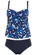 Blue Watercolor Floral Lined Tankini Set