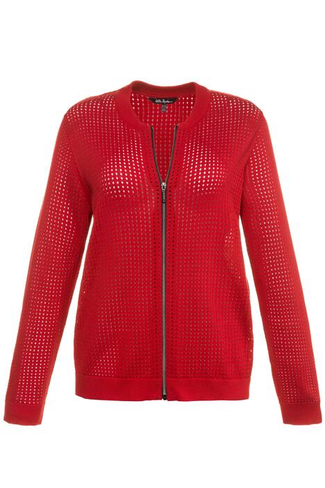 Zip Cardigan Sheer Long Sleeve Sweater