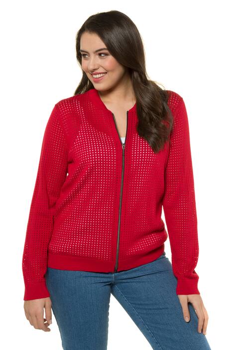 Zip Cardigan Sheer Long Sleeve Sweater