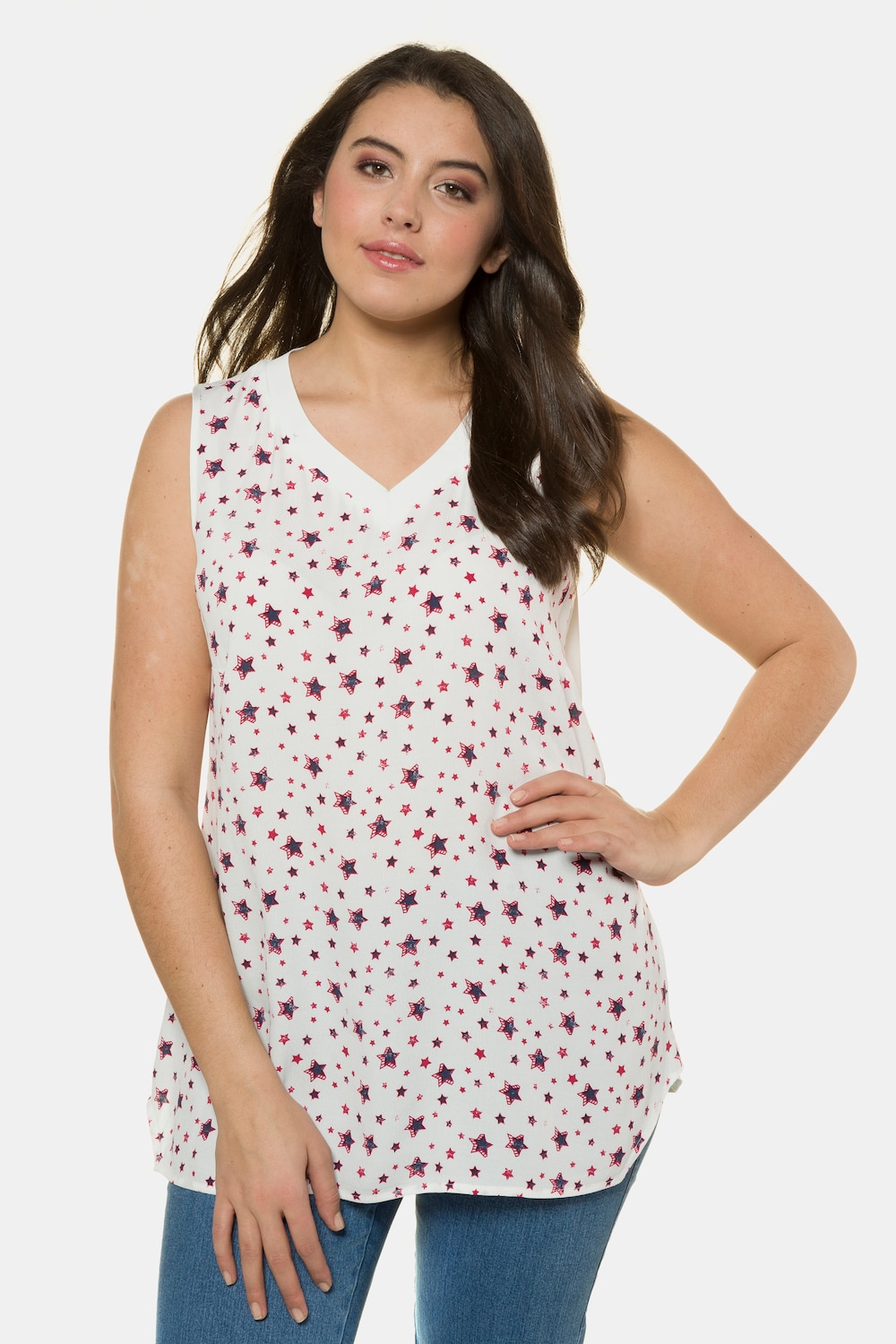 Grote Maten blousetop, Dames, wit, Maat: 58/60, Ulla Popken Grote Maten blousetop, Dames, wit, Maat: 58/60, Ulla Popken