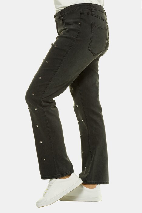 Jeans, Herznieten, Straight Fit, 5-Pocket-Form