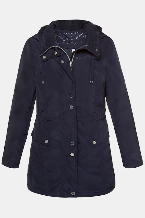 Jacke, feine Streifen, 2-Wege-Reißverschluss, Kapuze