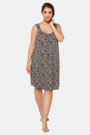 Ulla Popken Kleid, geraffte Büste, Zierringe, Spitzendruck, Jersey - Große Größen