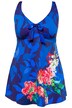 Floral Placement Print Front Lined Skirted Swimsuit