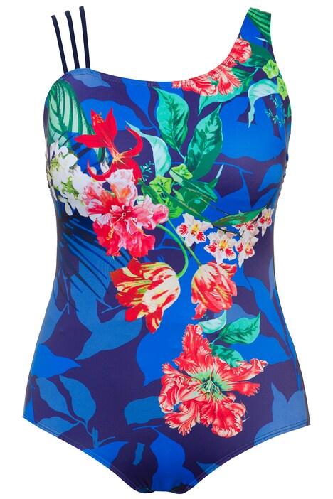 Floral Placement Print Triple Strap Front Lined Swimsuit
