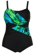 Watercolor Leaf Print Versatile Straps Lined Swimsuit
