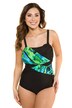 Watercolor Leaf Print Versatile Straps Lined Swimsuit